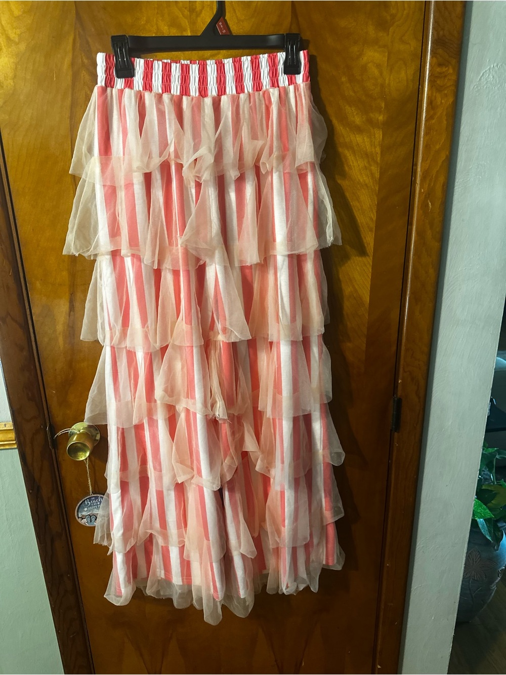 Tiered Ruffle pink pants with tulle  - Pink and Cream and white
